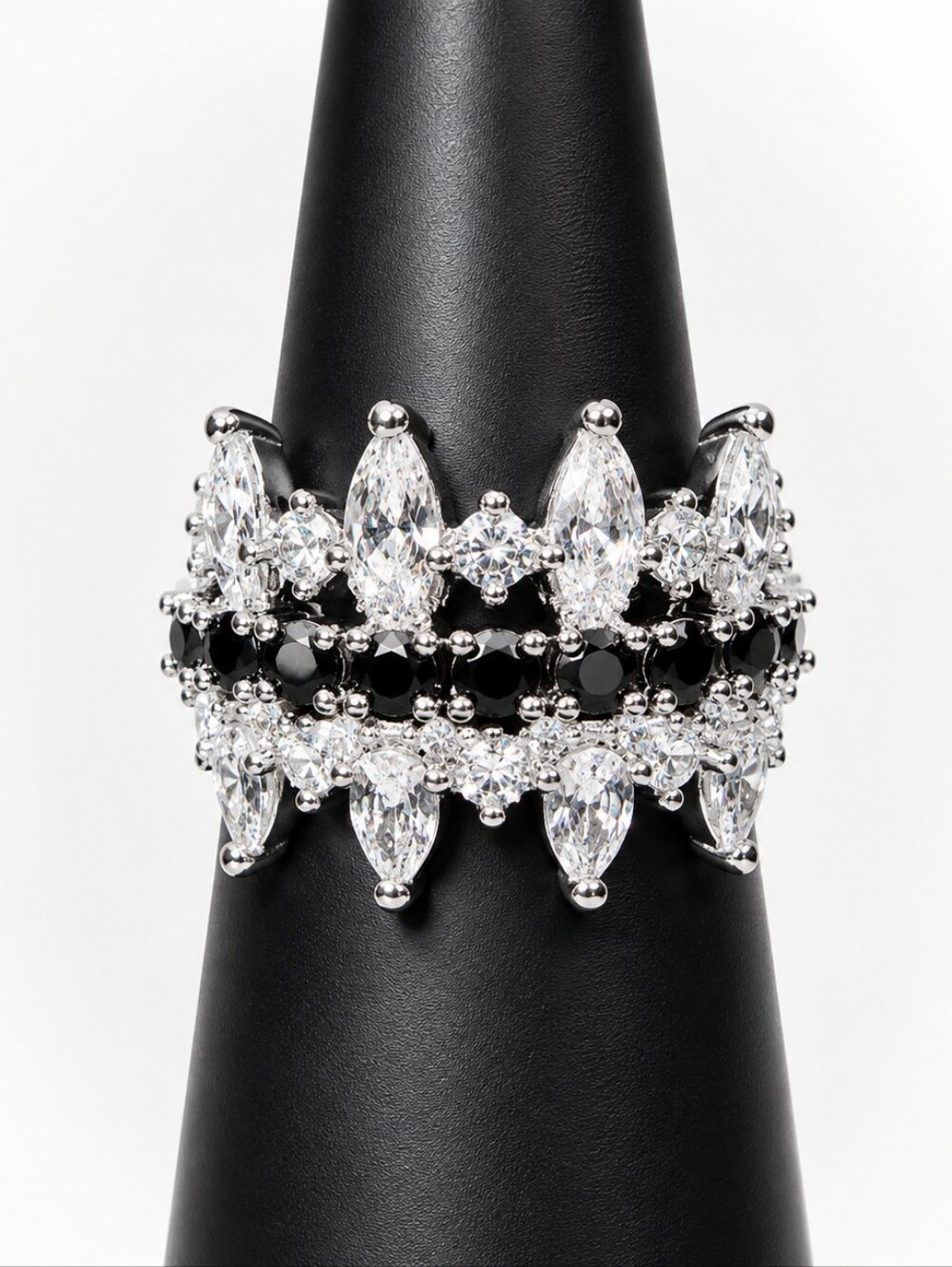 Bomb Party UNTAMED Ring Sz 8 "Built To Disobey" Black Onyx on Rhodium